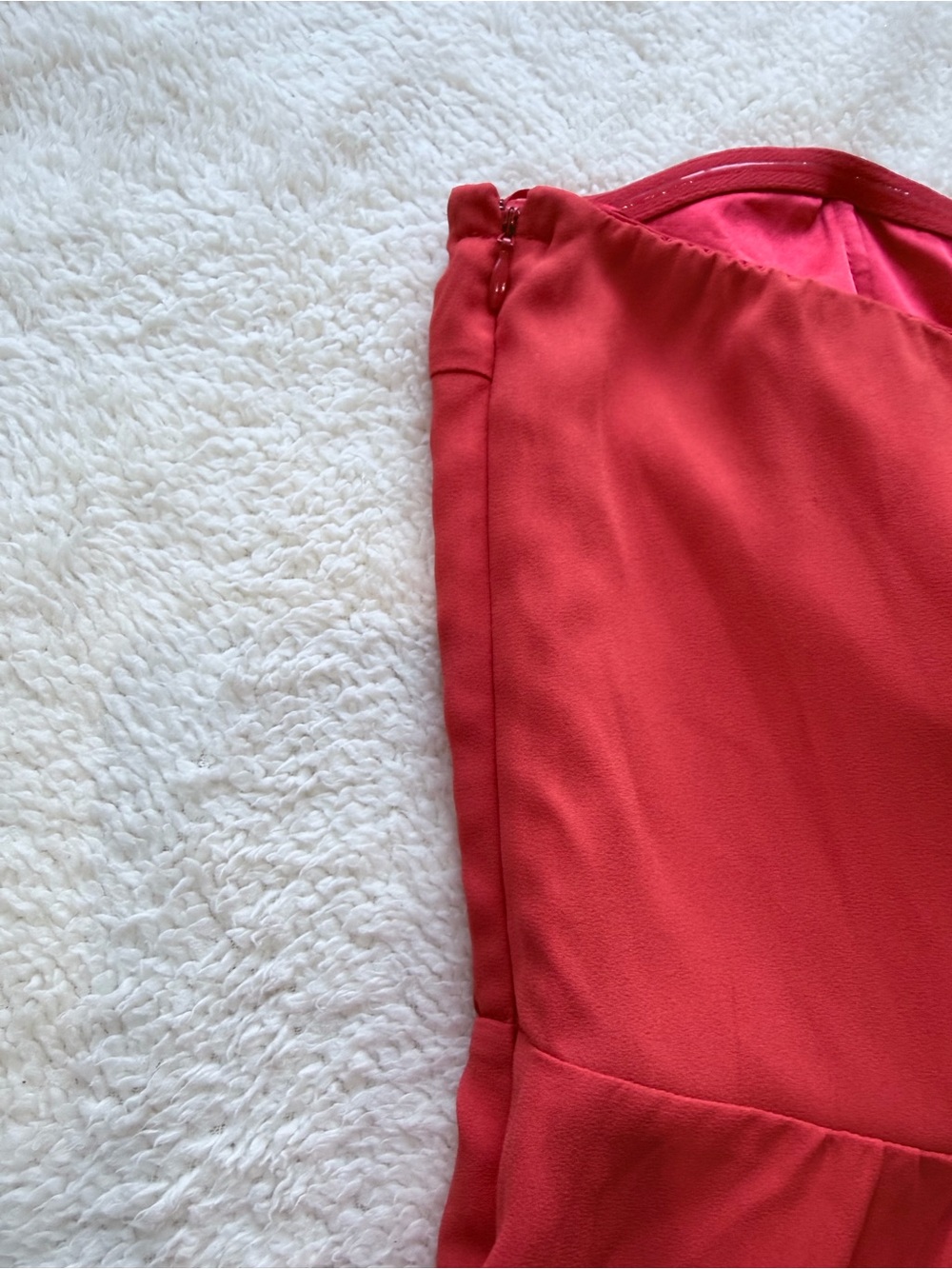 Express Strapless Red-orange Ruffle Romper - Picture 9 of 9